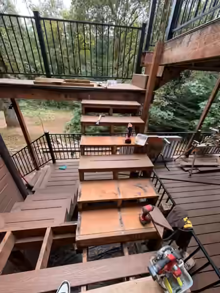 Deck stairs being rebuilt with new treads